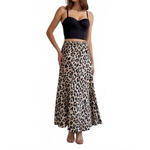 NEW CHOKLATE PARIS valentine print satin skirt in beige leopard